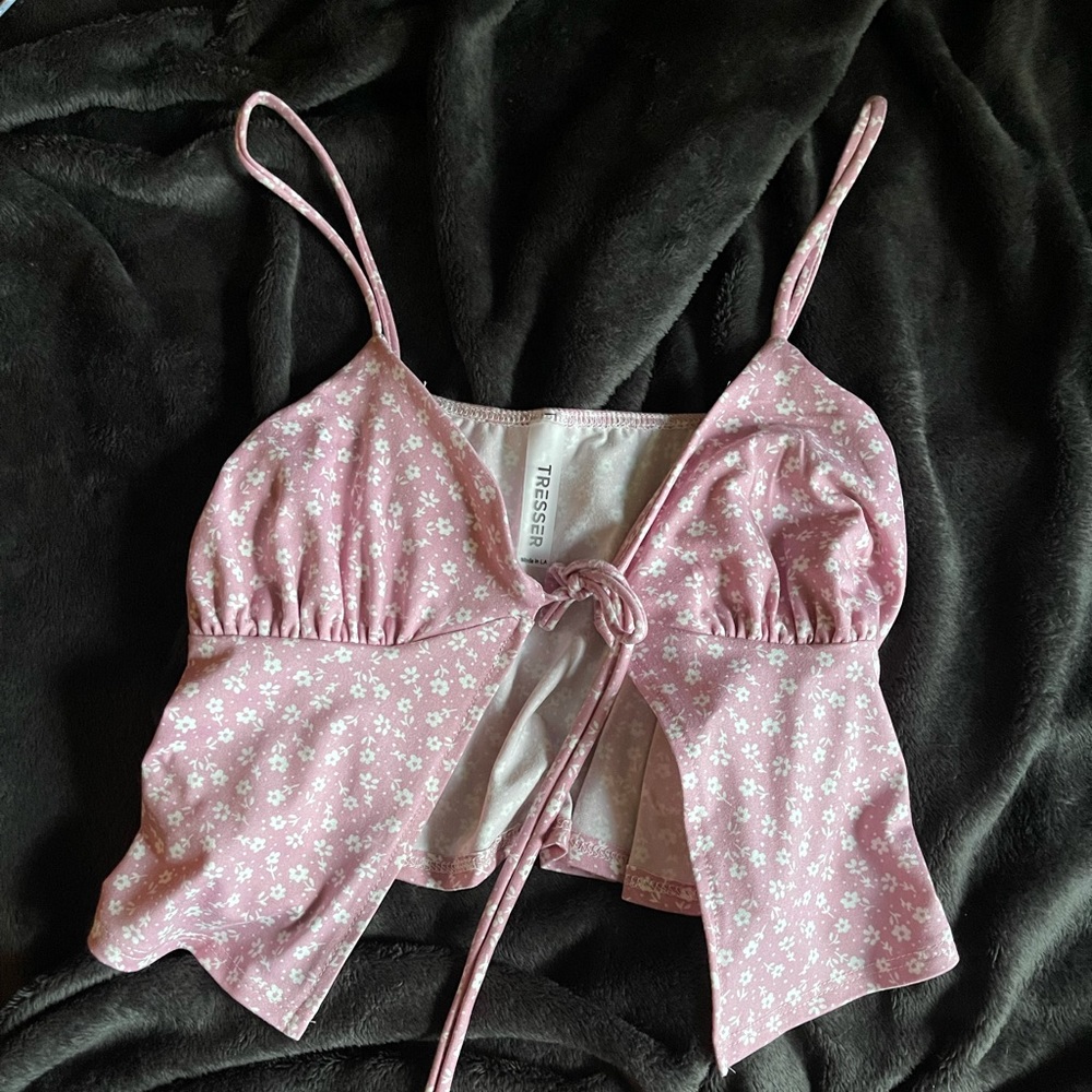 New pink tie crop top